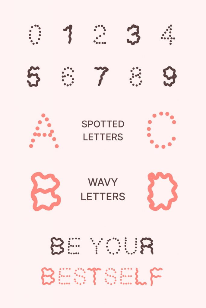 Free fun font Pinterest preview for Spotted and Wavy letters by MasterBundles.