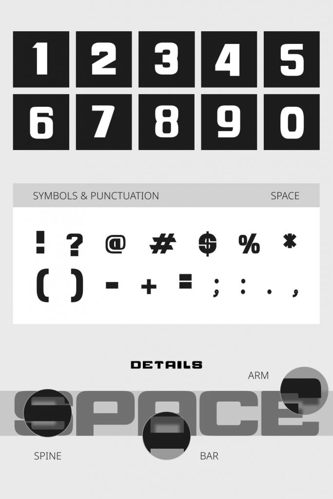 Pinterest Symbols and Punctuation preview for space font free.