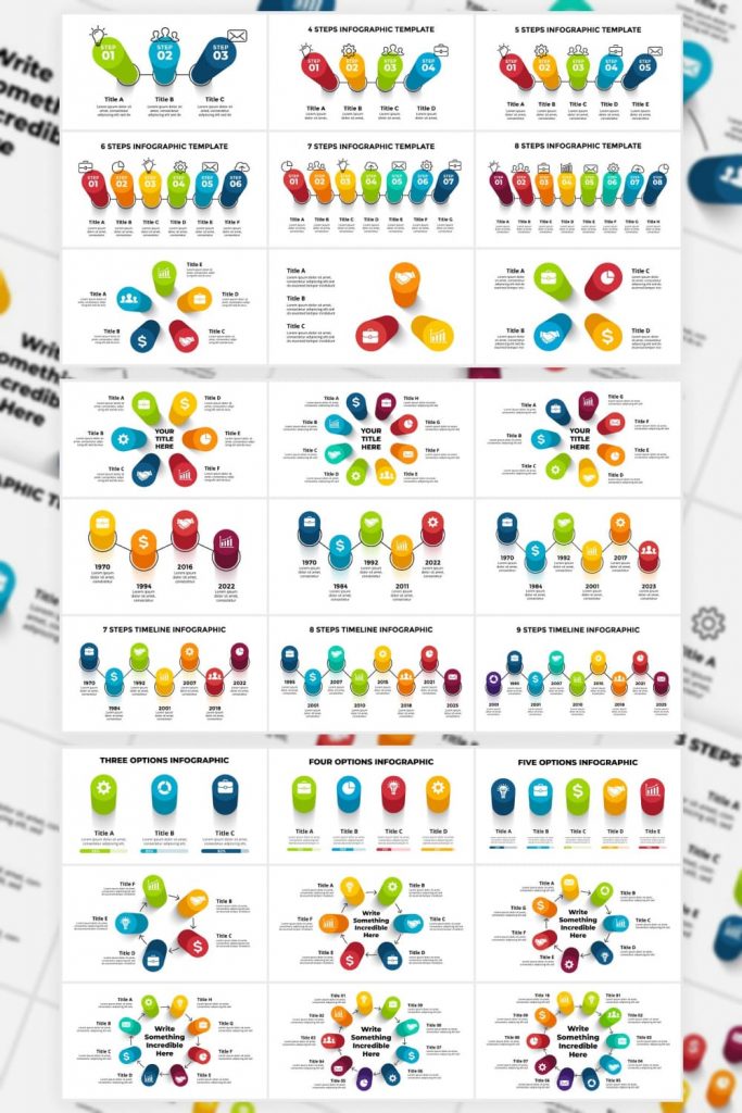 3D Infographics. PowerPoint, Canva by MasterBundles Pinterest Collage Image.