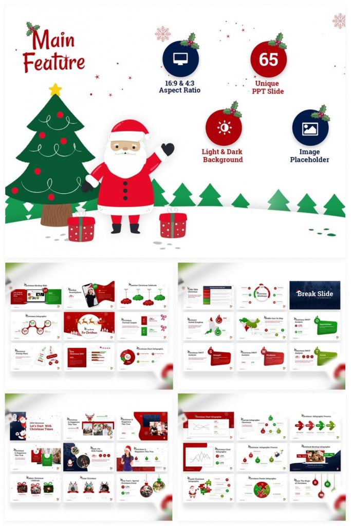 03 Christmas Times PowerPoint Template by MasterBundles Pinterest Collage Image.