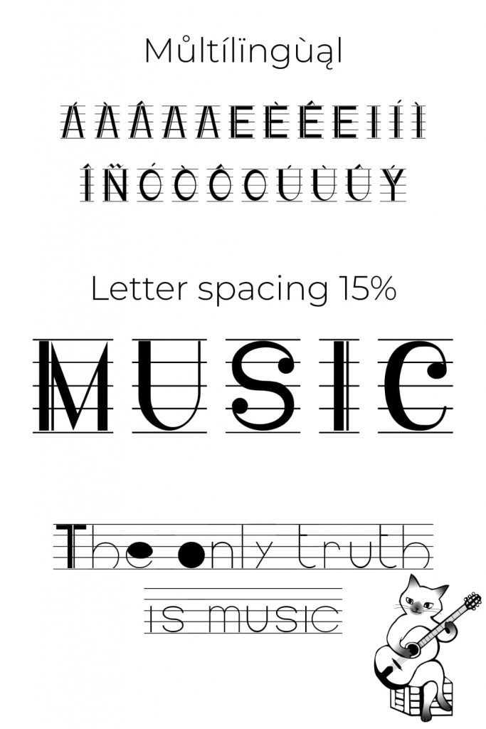 Pinterest collage image for Musicografi free music font.