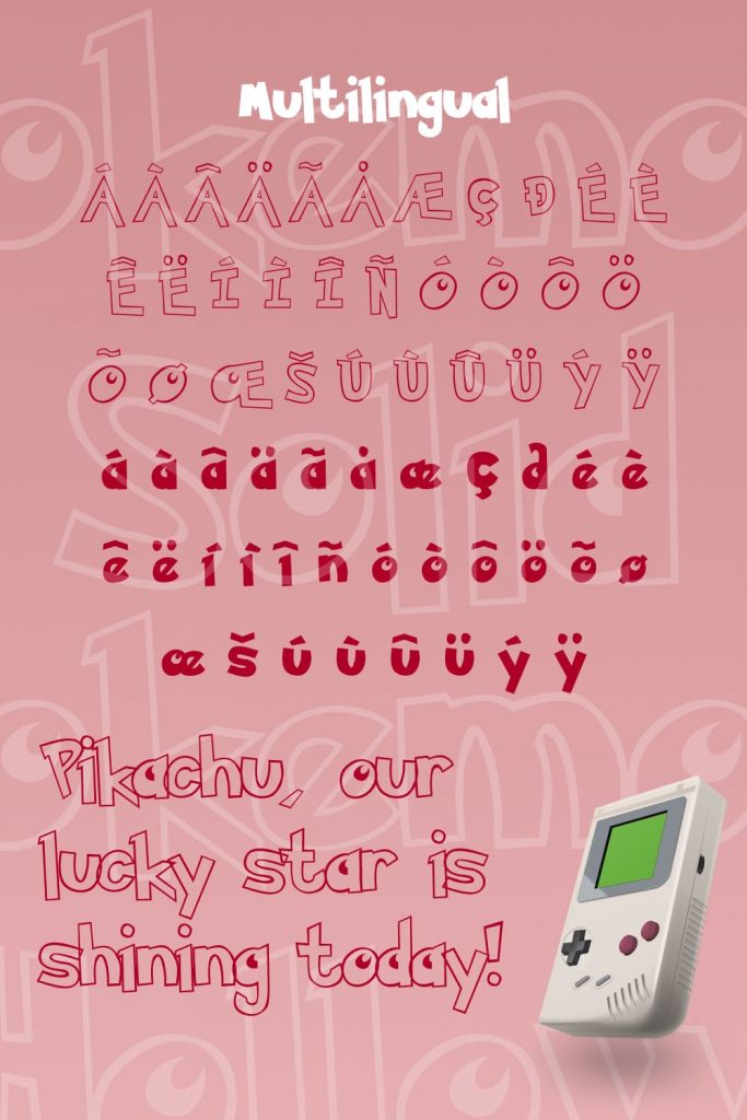 Free pokemon font Multilingual example Pinterest image MasterBundles.