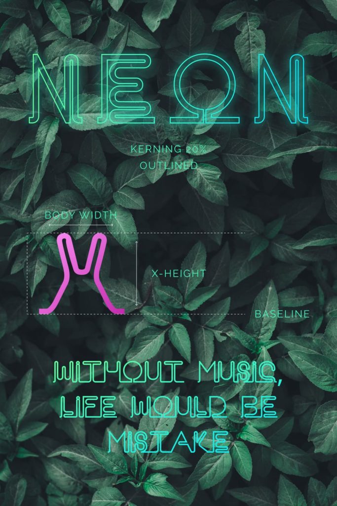 Pinterest preview for Cool Neon font free MasterBundles.