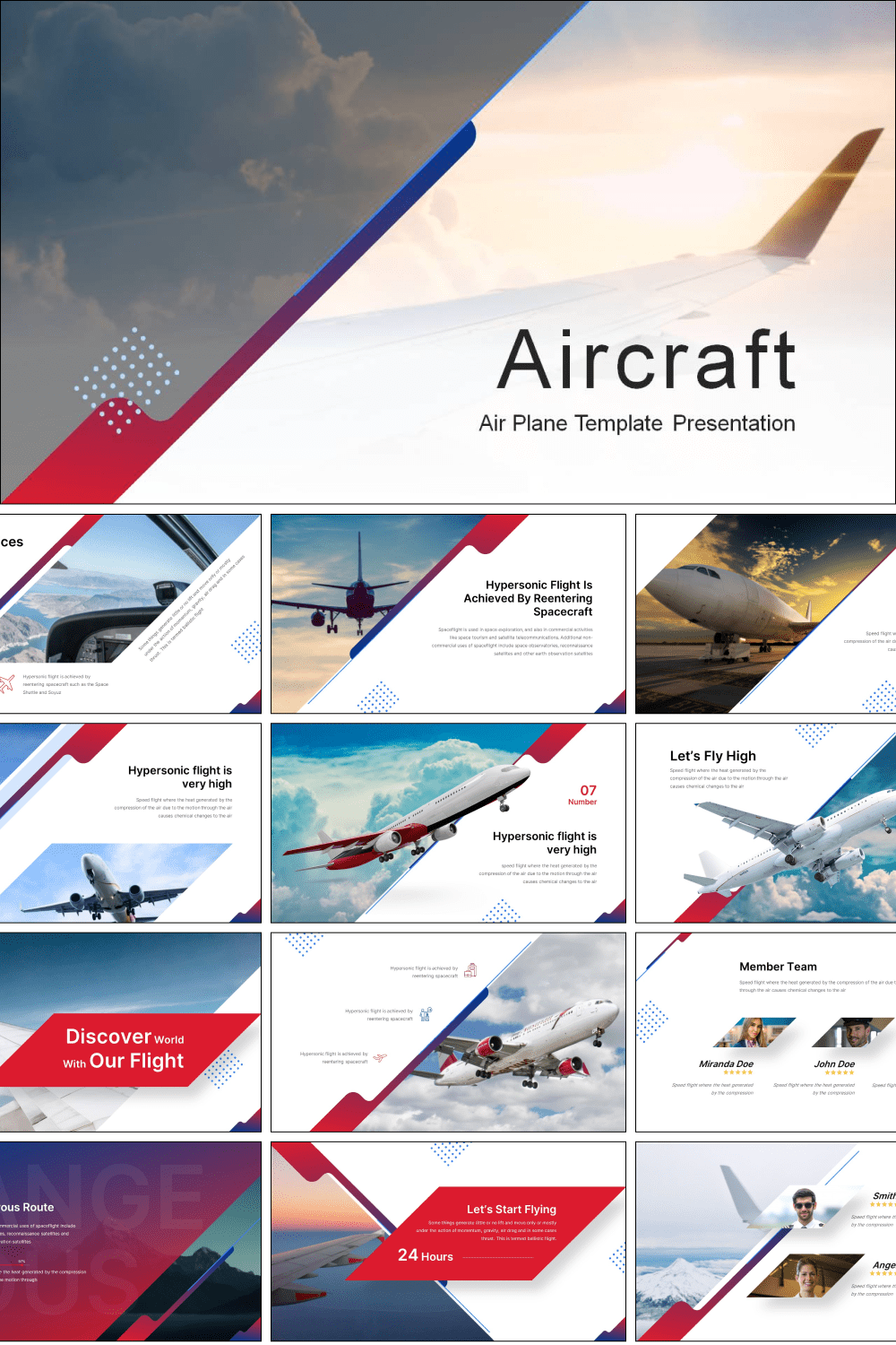 Aircraft Presentation: Powerpoint, Keynote, Google Slides by MasterBundles Pinterest Collage Image.