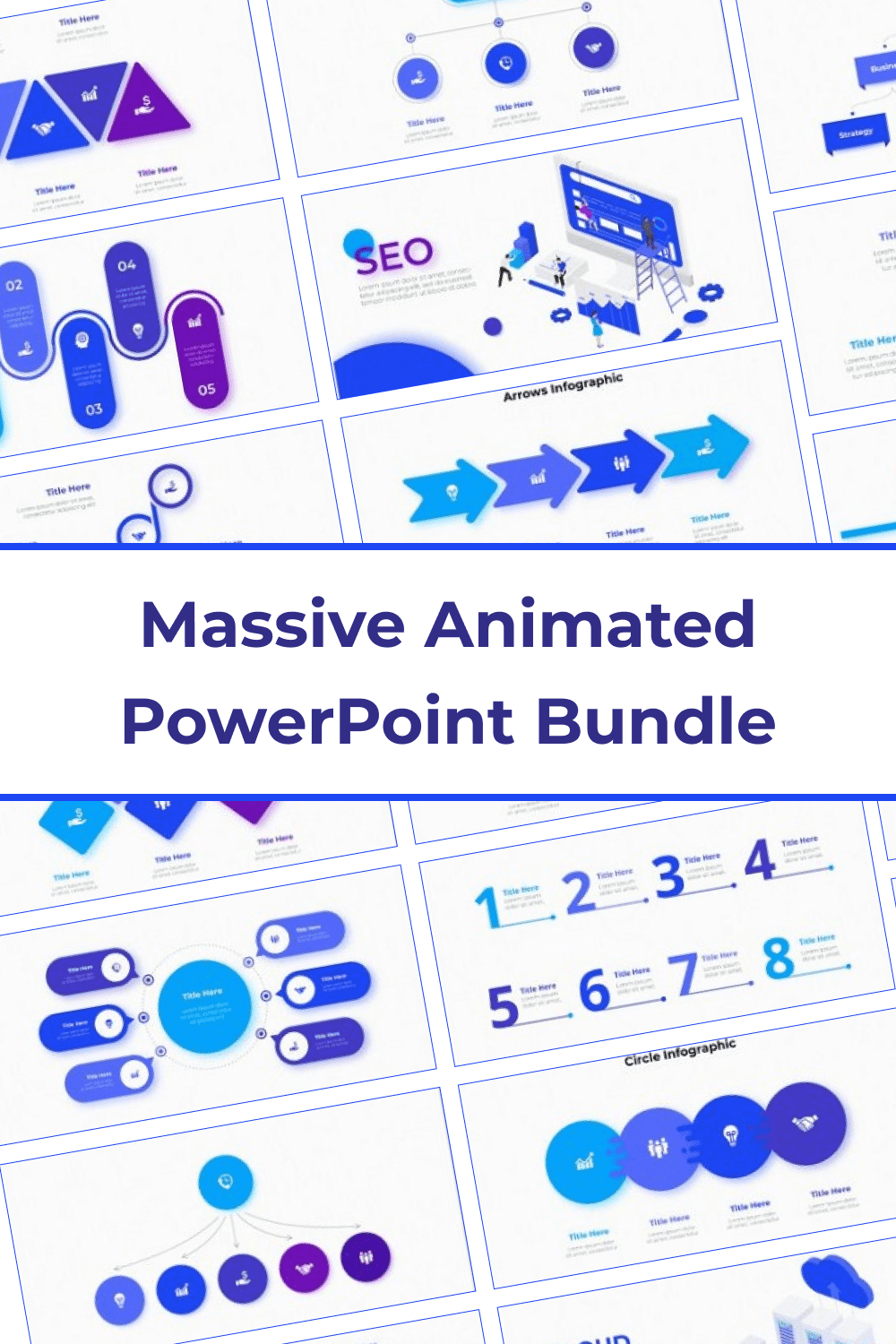 Massive Animated PowerPoint Bundle by MasterBundles Pinterest Collage Image.