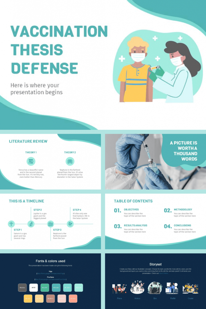 Free Vaccination Thesis Defense Powerpoint Template by MasterBundles Pinterest Collage Image.