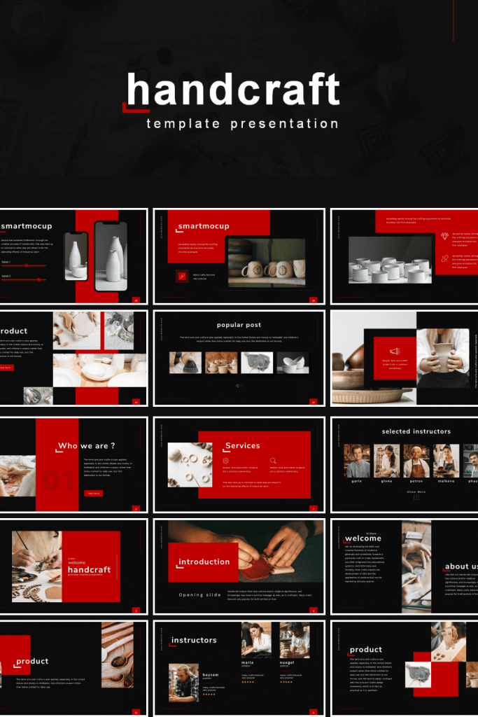 Handcraft Presentation: Powerpoint, Keynote, Google Slides by MasterBundles Pinterest Collage Image.