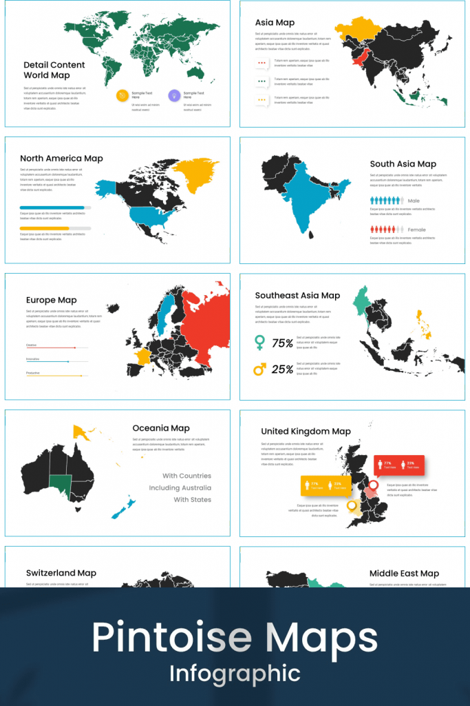 Maps Presentation: Powerpoint, Keynote, Google Slides by MasterBundles Pinterest Collage Image.