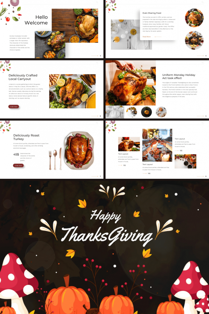 Thanksgiving Presentation: Powerpoint, Keynote, Google Slides by MasterBundles Pinterest Collage Image.