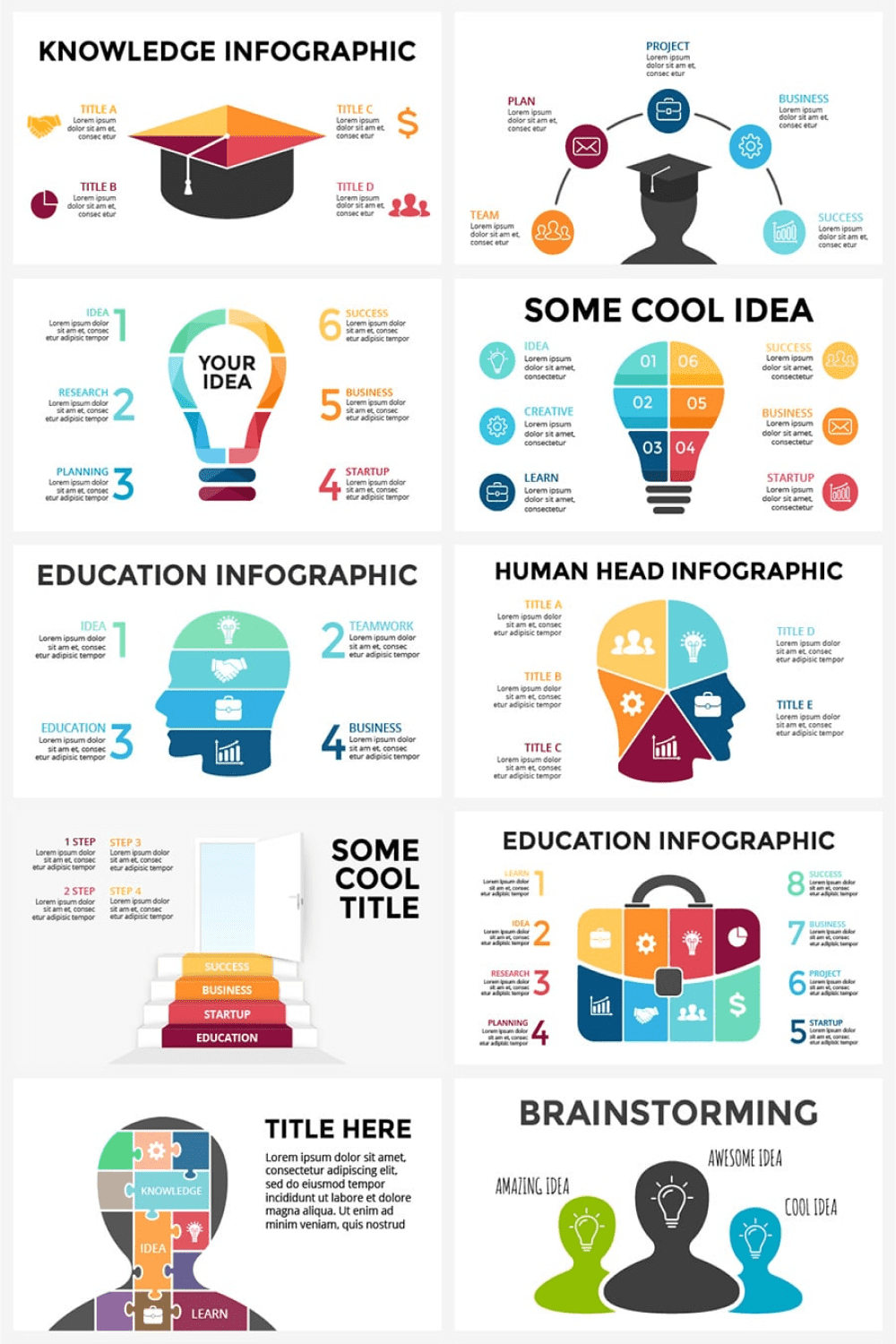 20 Education Infographics Bundle - MasterBundles - Pinterest Collage Image.