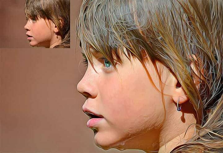 Girl after buying The Oil Canvas Photoshop. Photos before and after.
