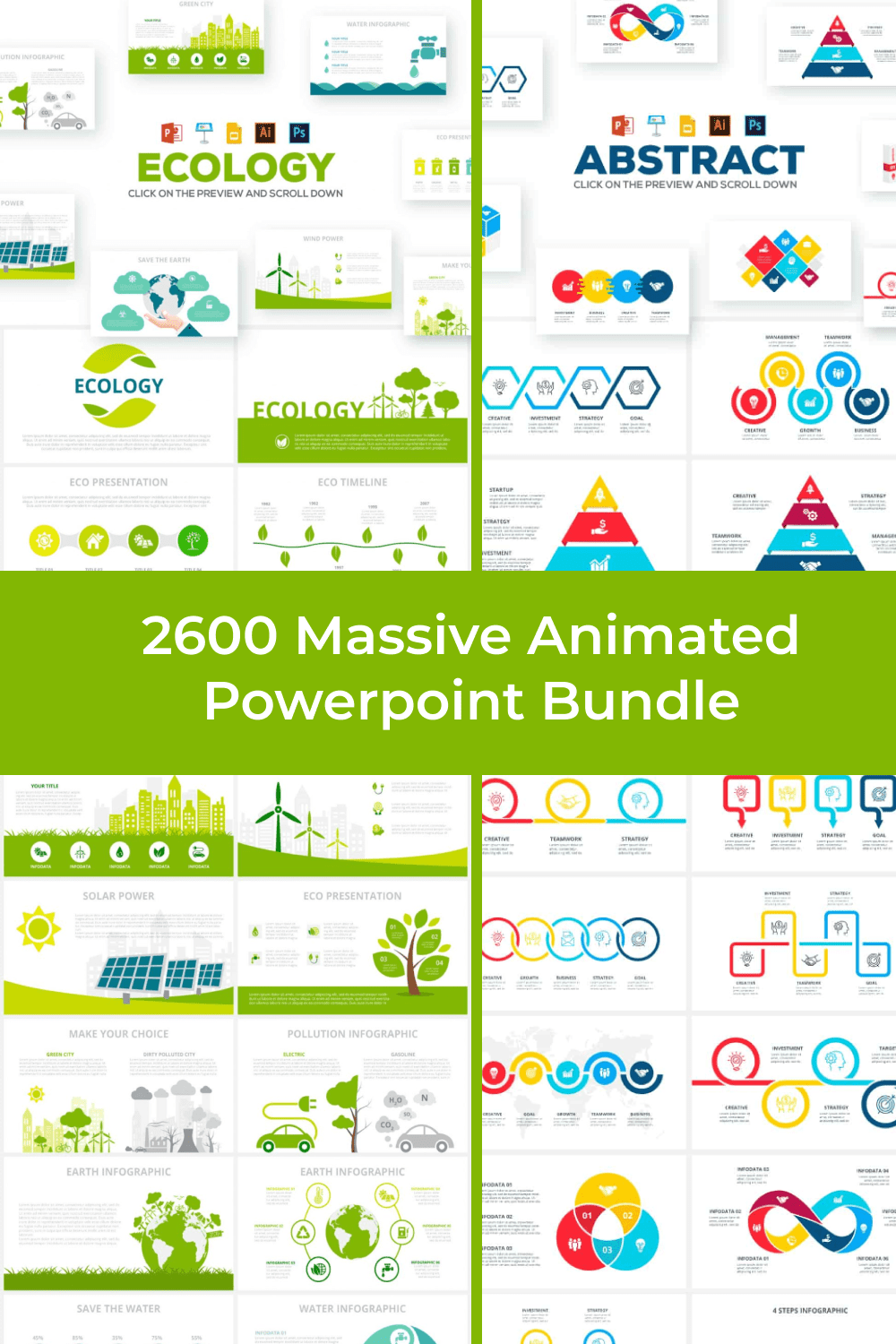 2600 Massive Animated Powerpoint Bundle - MasterBundles - Pinterest Collage Image.