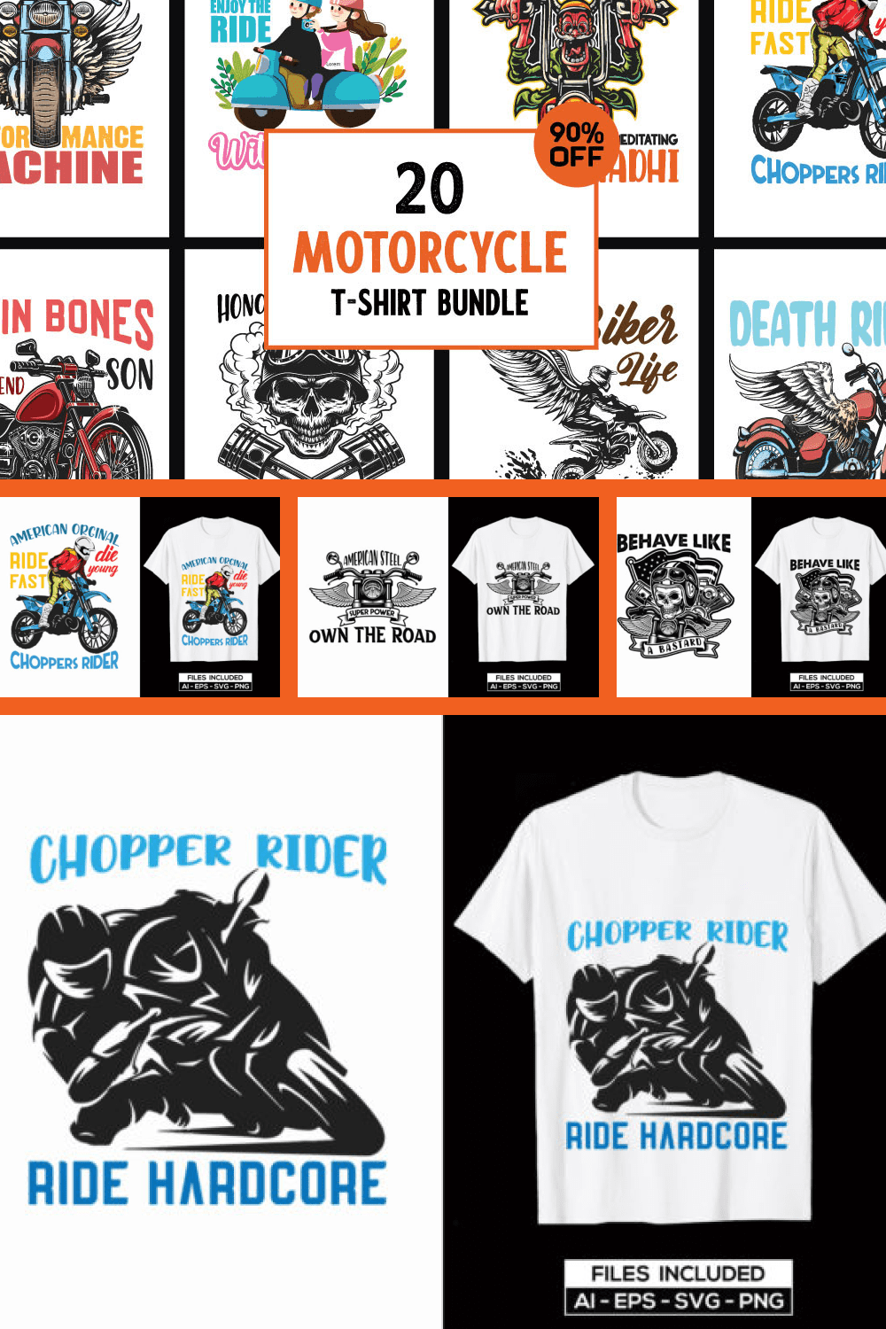 87 Motorcycle T shirt Design Bundle