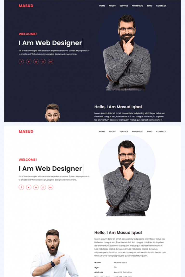 Masud Personal Portfolio HTML Template – MasterBundles