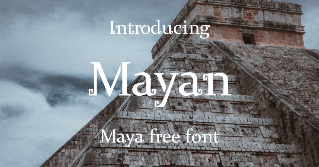 Mayan Typography maya free font Facebook collage image by MasterBundles.