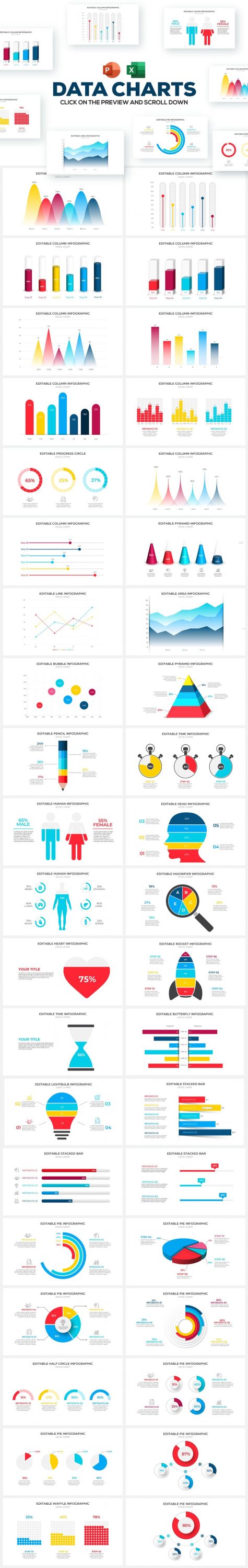 Data and charts. Massive Animated PowerPoint Bundle.