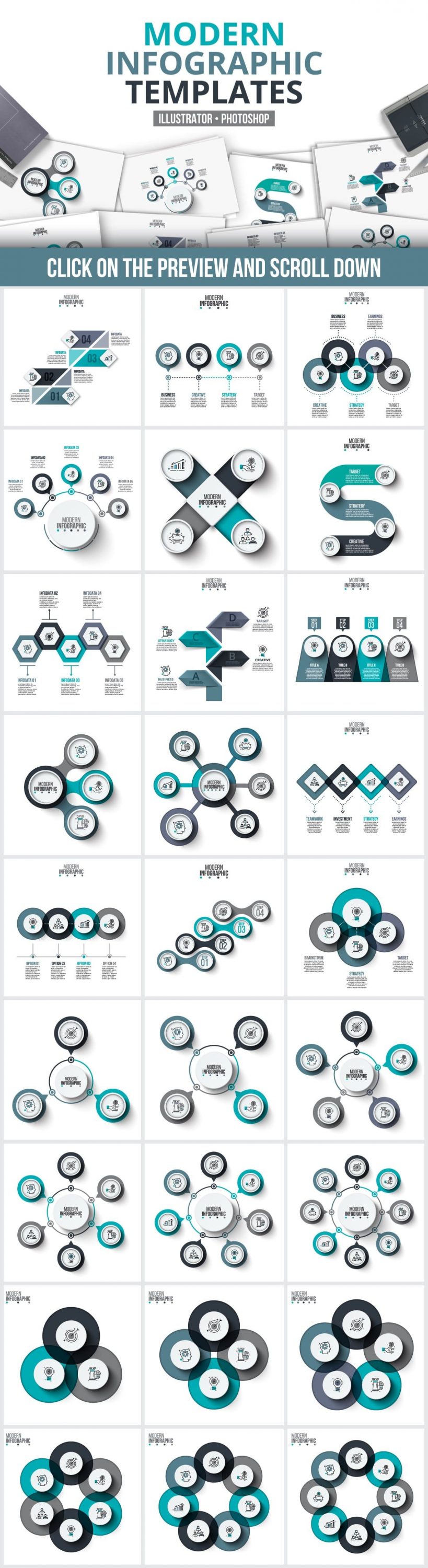 Modern Infographic Templates Massive Animated PowerPoint Bundle.