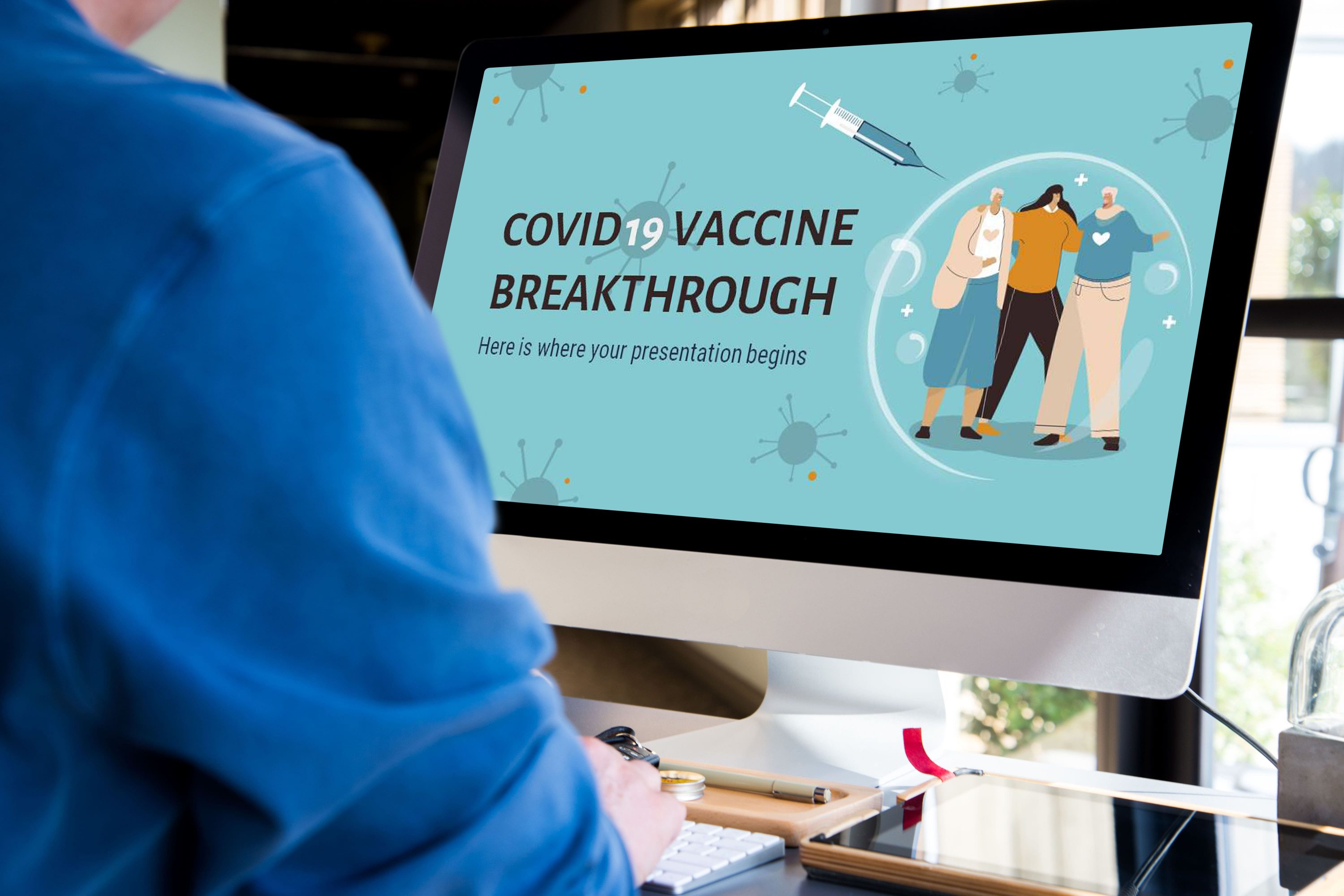 Free COVID-19 Vaccine Breakthrough Powerpoint template by MasterBundles desctop.