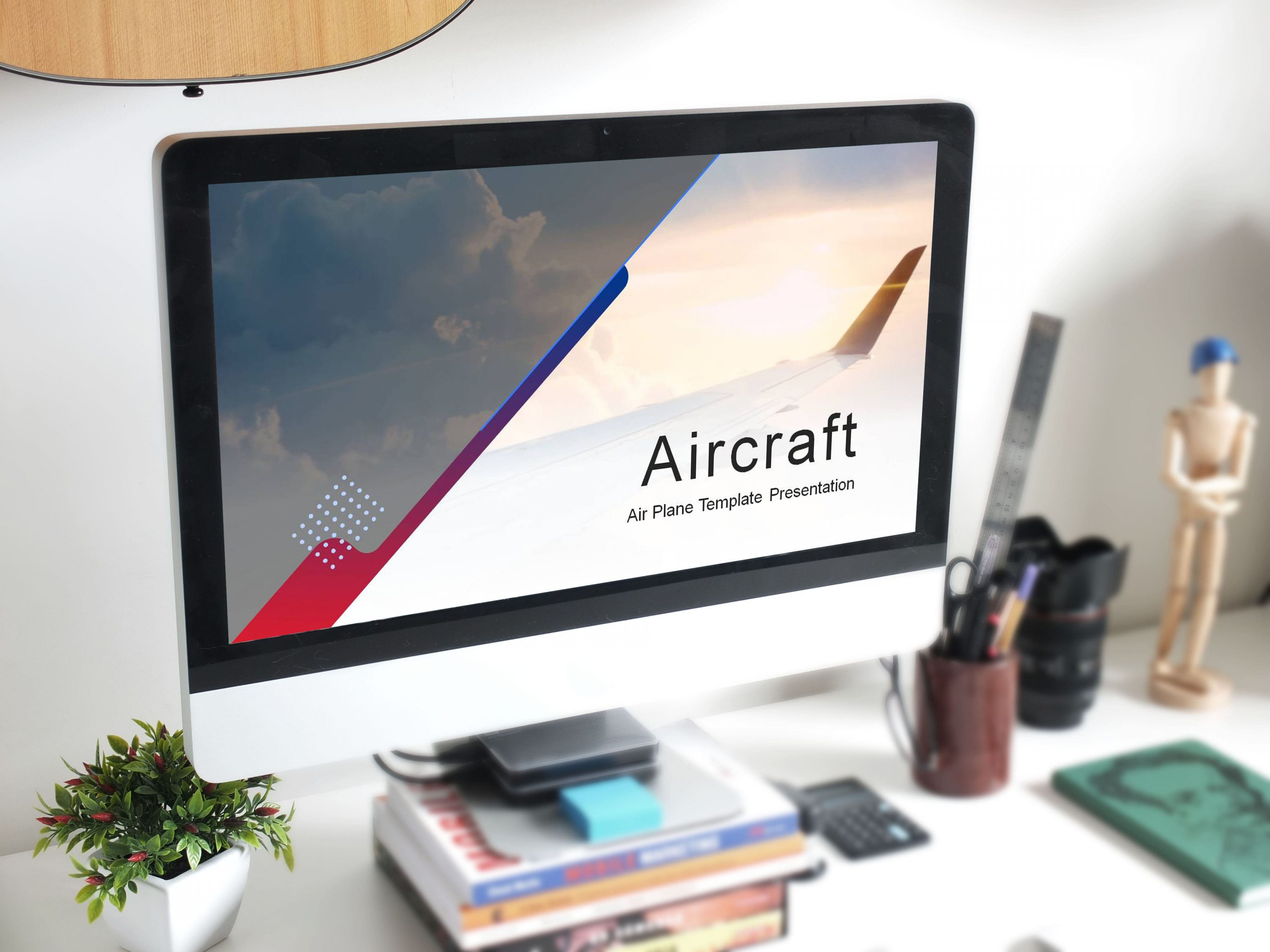 Aircraft Presentation: Powerpoint, Keynote, Google Slides MasterBundles desсtop preview mockup image.