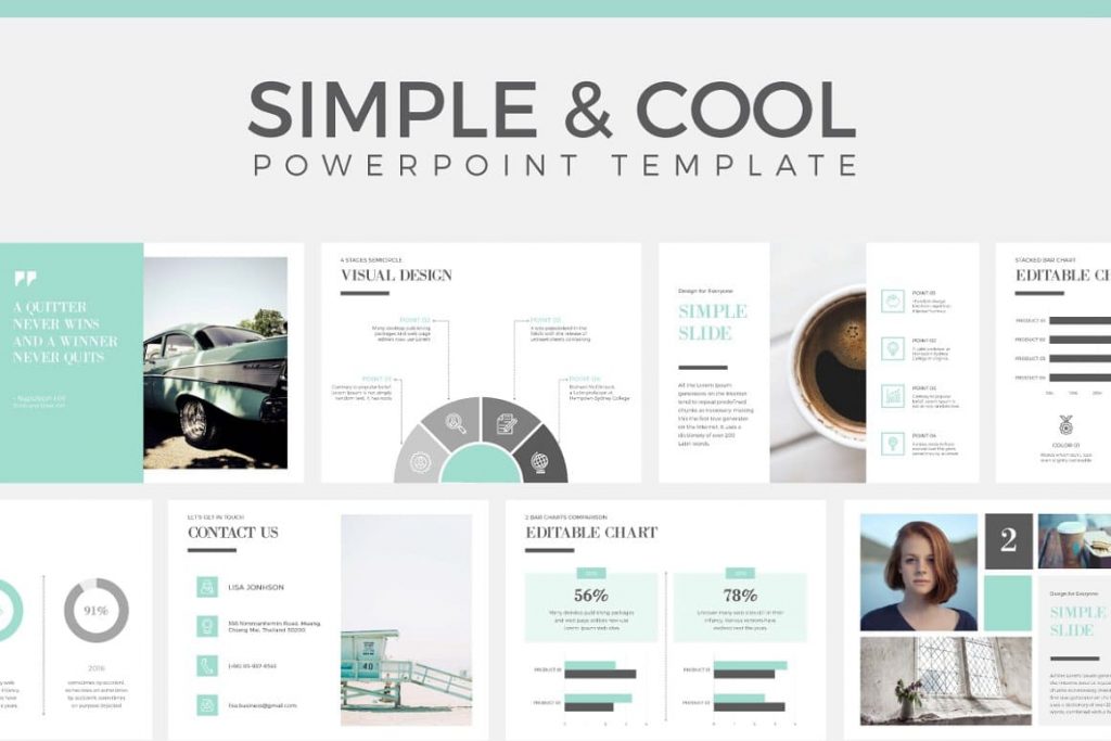 36 easy to customize slides Simple & Cool PowerPoint Template.