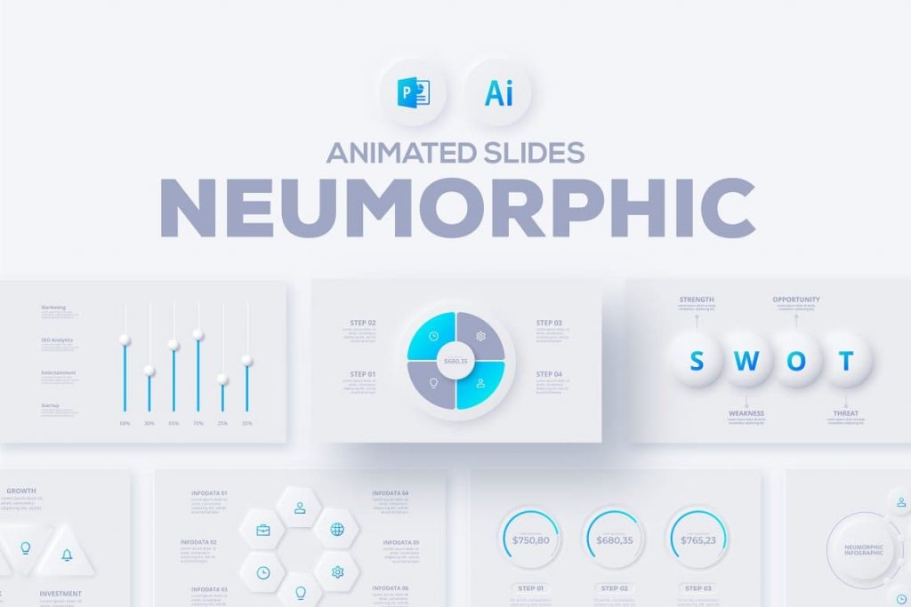 Neumorphic Massive Animated PowerPoint Bundle.