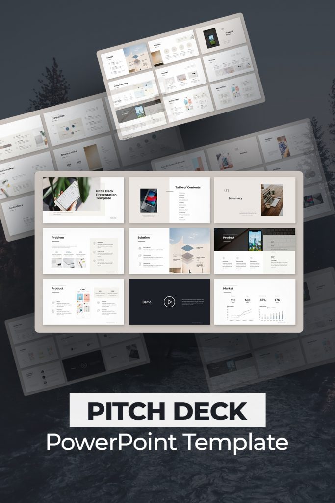 Pitch Deck PowerPoint Template by MasterBundles Pinterest Collage Image.