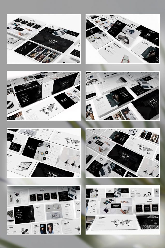 Pitch Deck Powerpoint Template by MasterBundles Pinterest Collage Image.