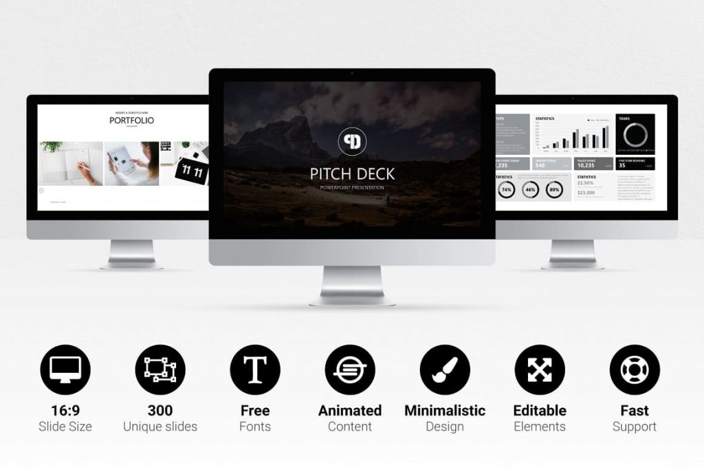 Features of Pitch Deck - Powerpoint Presentation.