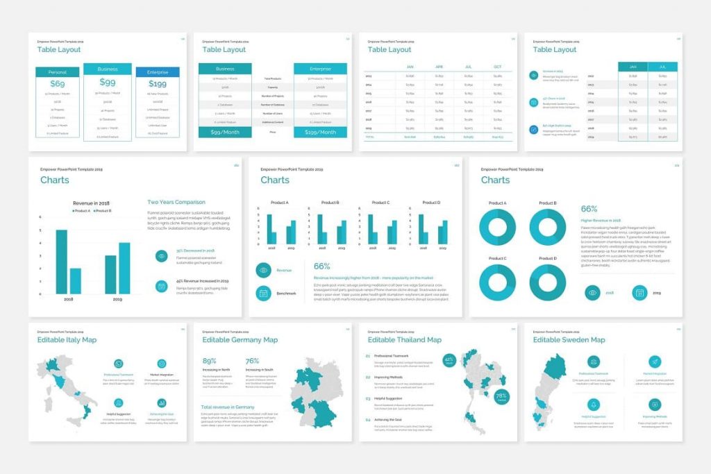 Over 35 free editable cards EMPOWER PowerPoint Template.