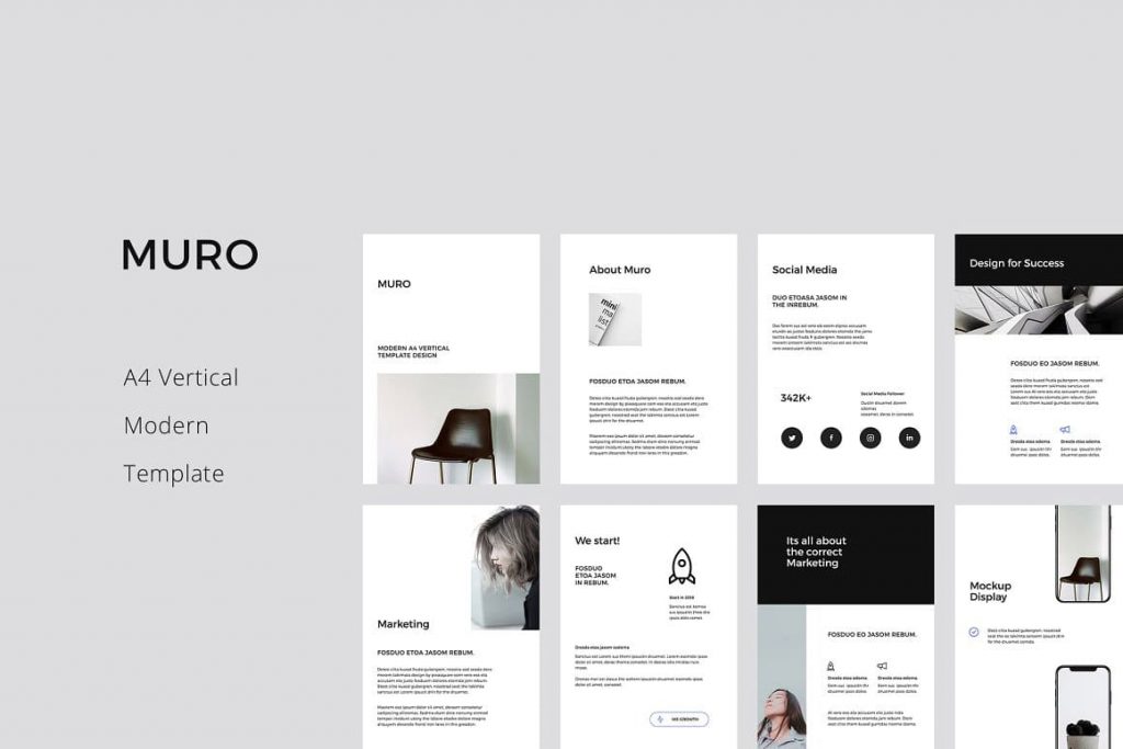 MURO - Clean and Stylish A4 Vertical Google Slides Presentation Template.