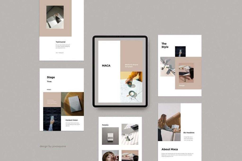 MACA - Clean and Stylish A4 Vertical Google Slides Presentation Template.