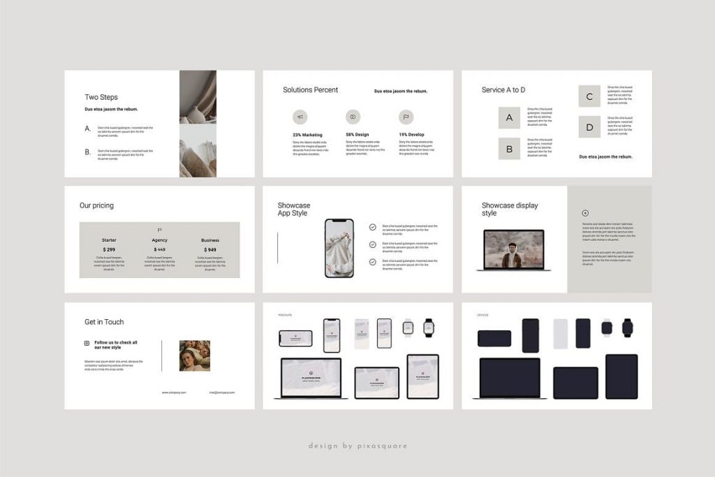 Vector devices on slides included in BORD - Neutral Powerpoint Template.