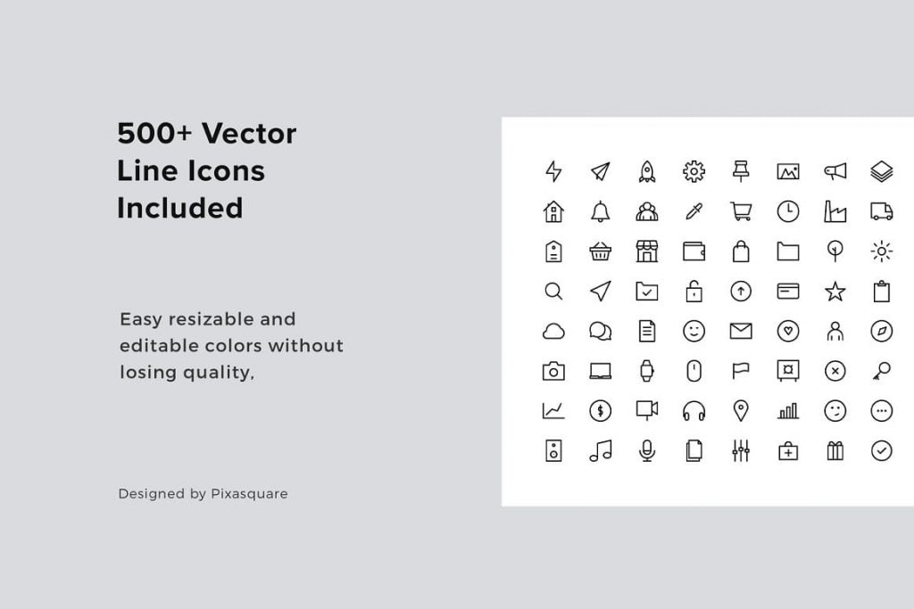 BONUS: 500+ Vector Line Icons in slides included VIGO - Vertical Powerpoint Template.