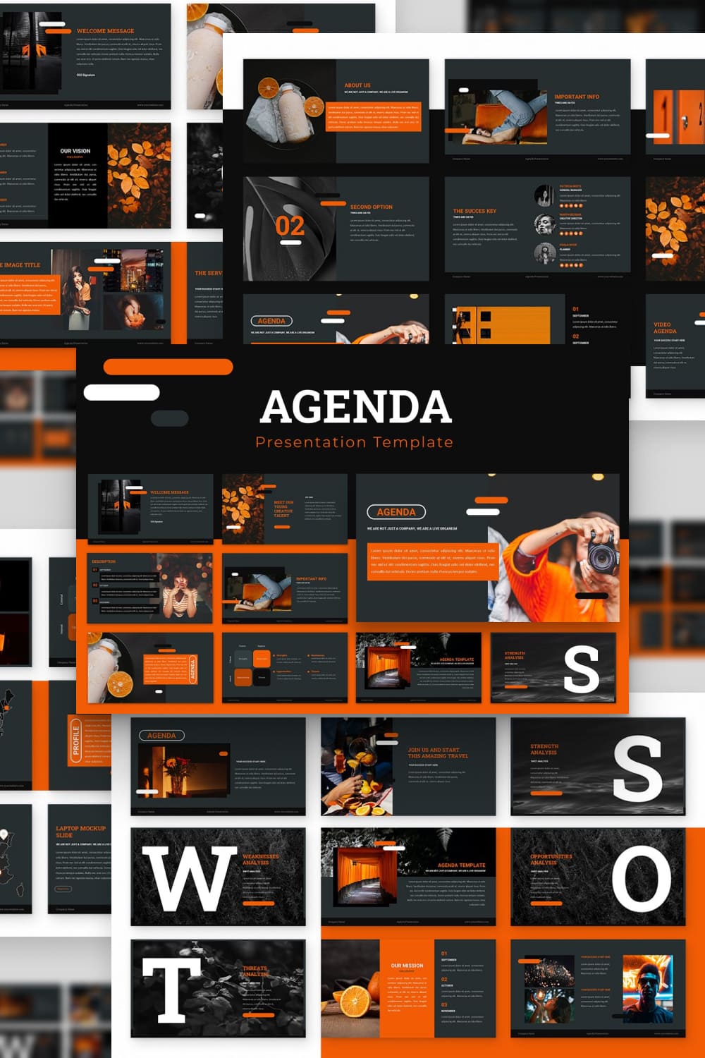 Agenda Powerpoint Presentation by MasterBundles Pinterest Collage Image.