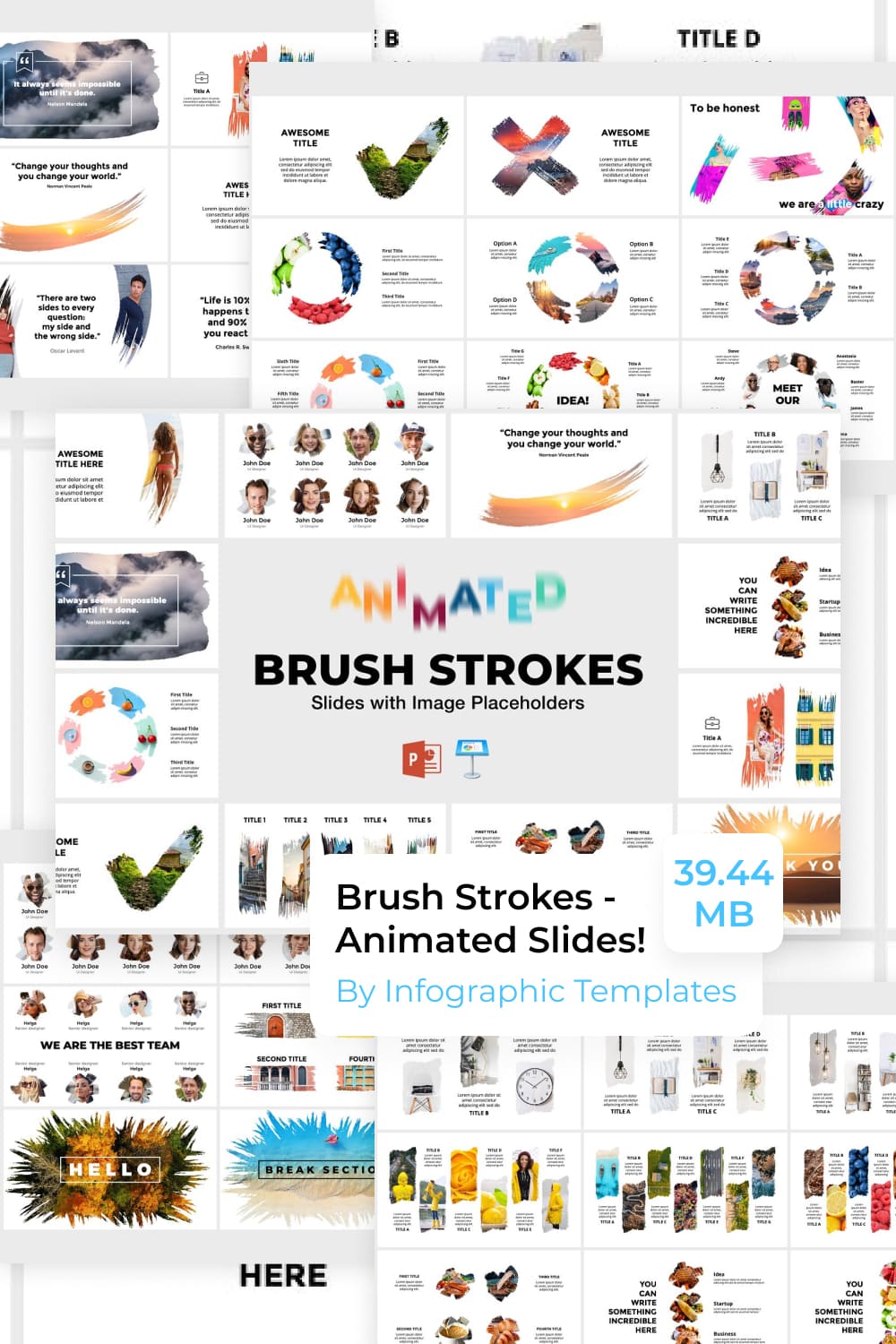 Brush Strokes - Animated Slides by MasterBundles Pinterest Collage Image.