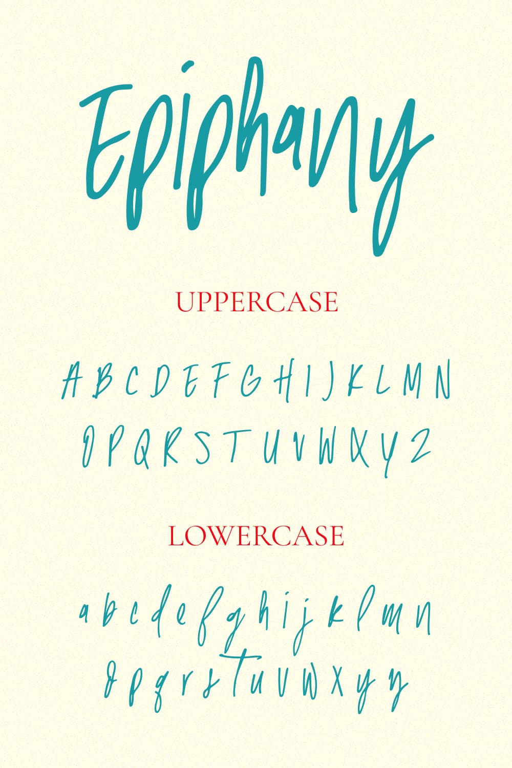 Pinterest Collage Image with Uppercase and Lowercase preview for Epiphany Handwriting Font by MasterBundles.