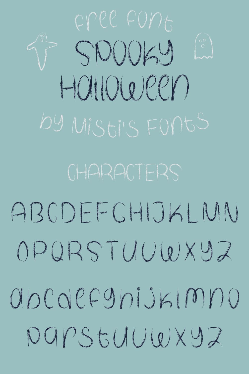 Pinterest Preview for Free Spooky Halloween Font Characters.