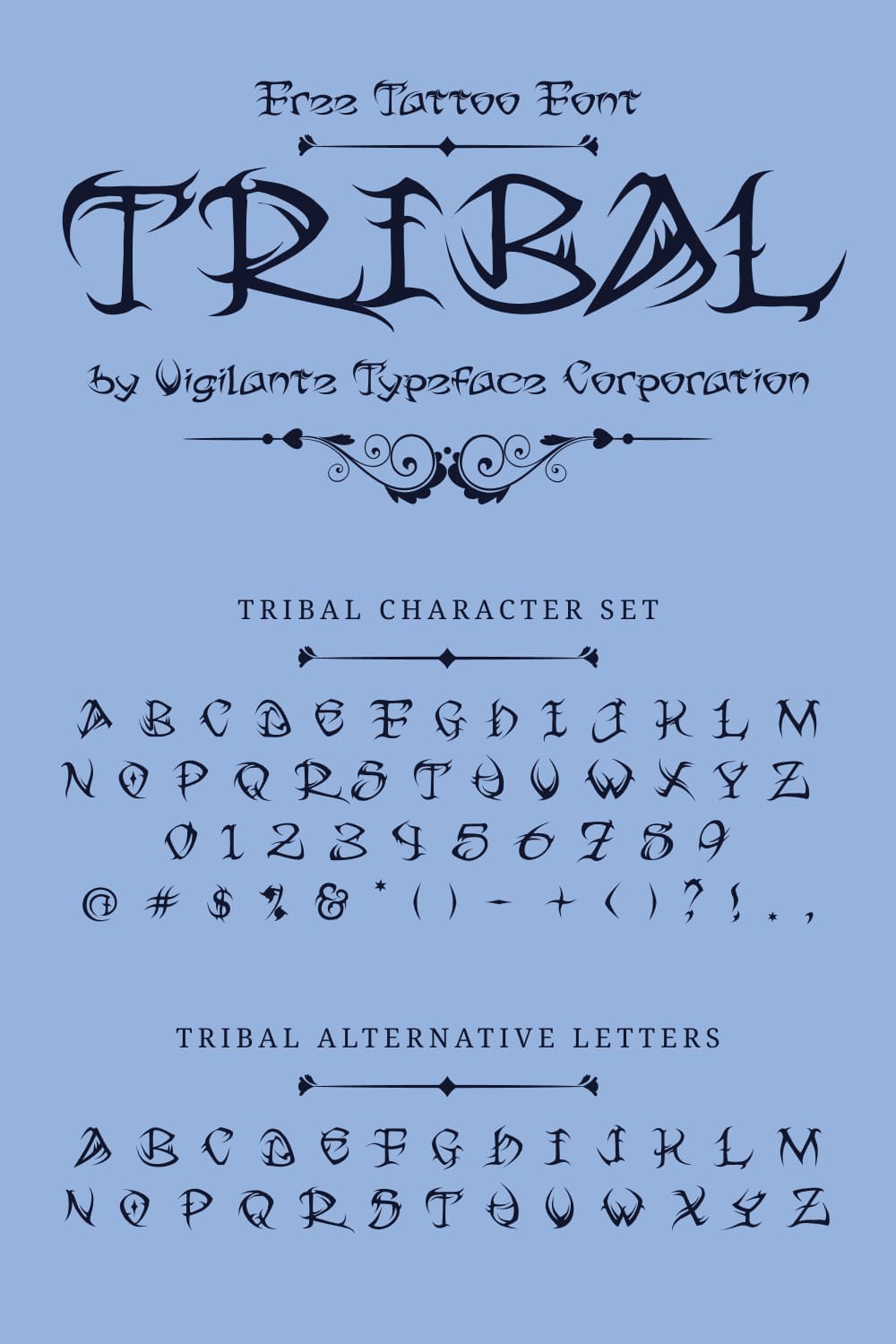 MasterBundles Pinterest Collage Image with Free Tribal Tattoo Font Characters Set.
