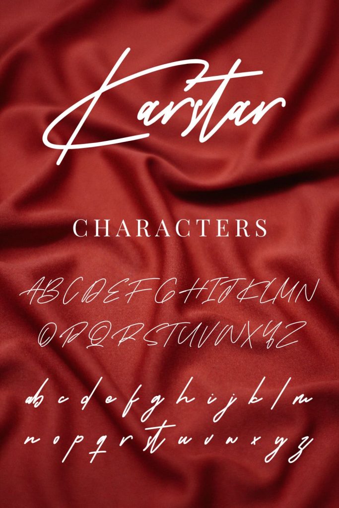Pinterest Characters Preview for Karstar - sign painter font free by MasterBundles.