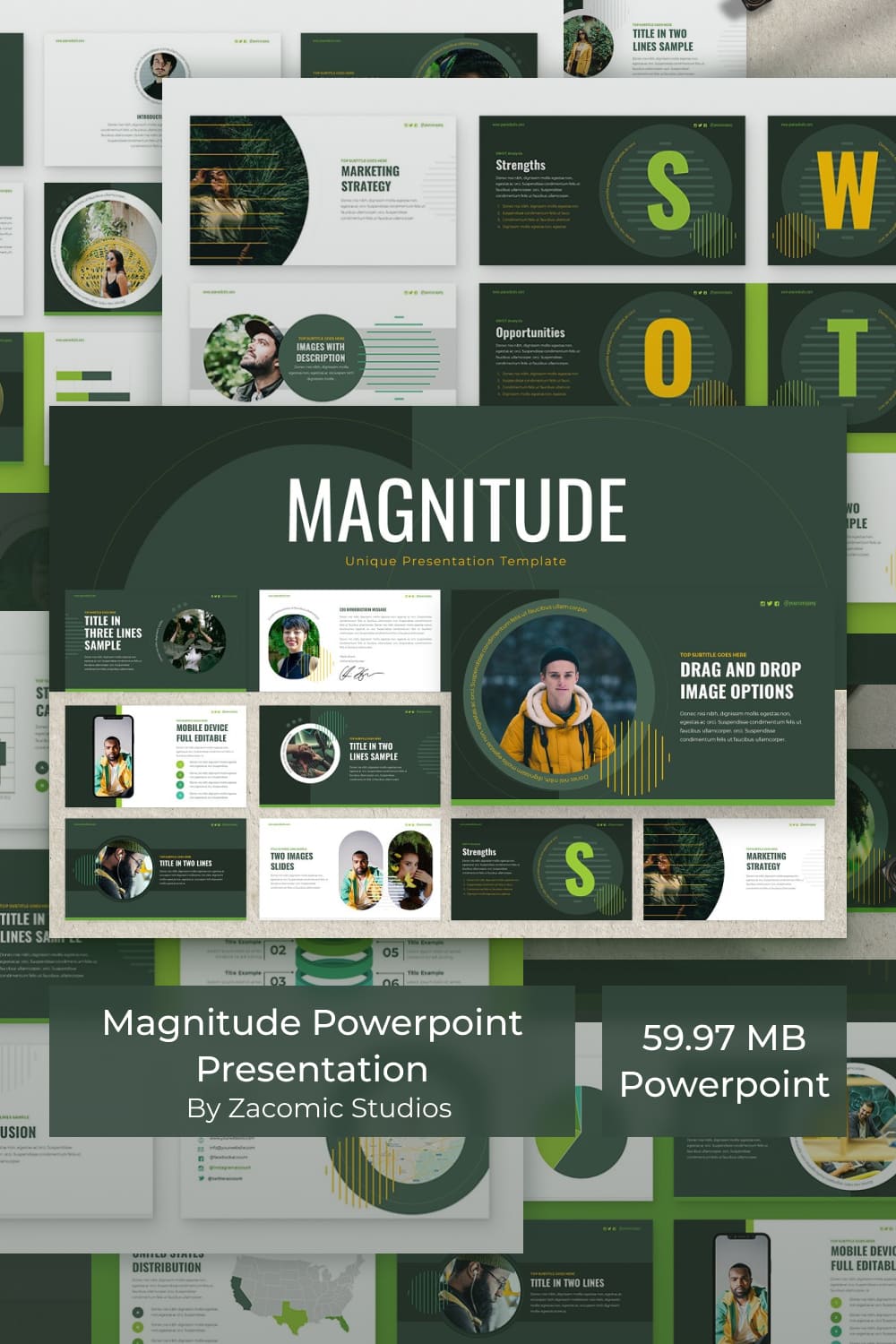 Magnitude Powerpoint Presentation Template by MasterBundles Pinterest Collage Image.