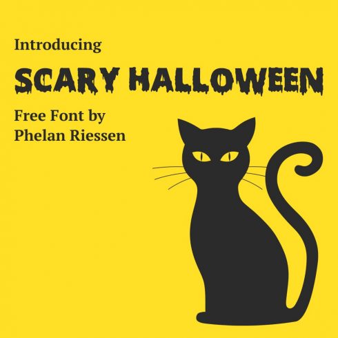 MasterBundles Scary Halloween font free Cover Image with Black Cat.