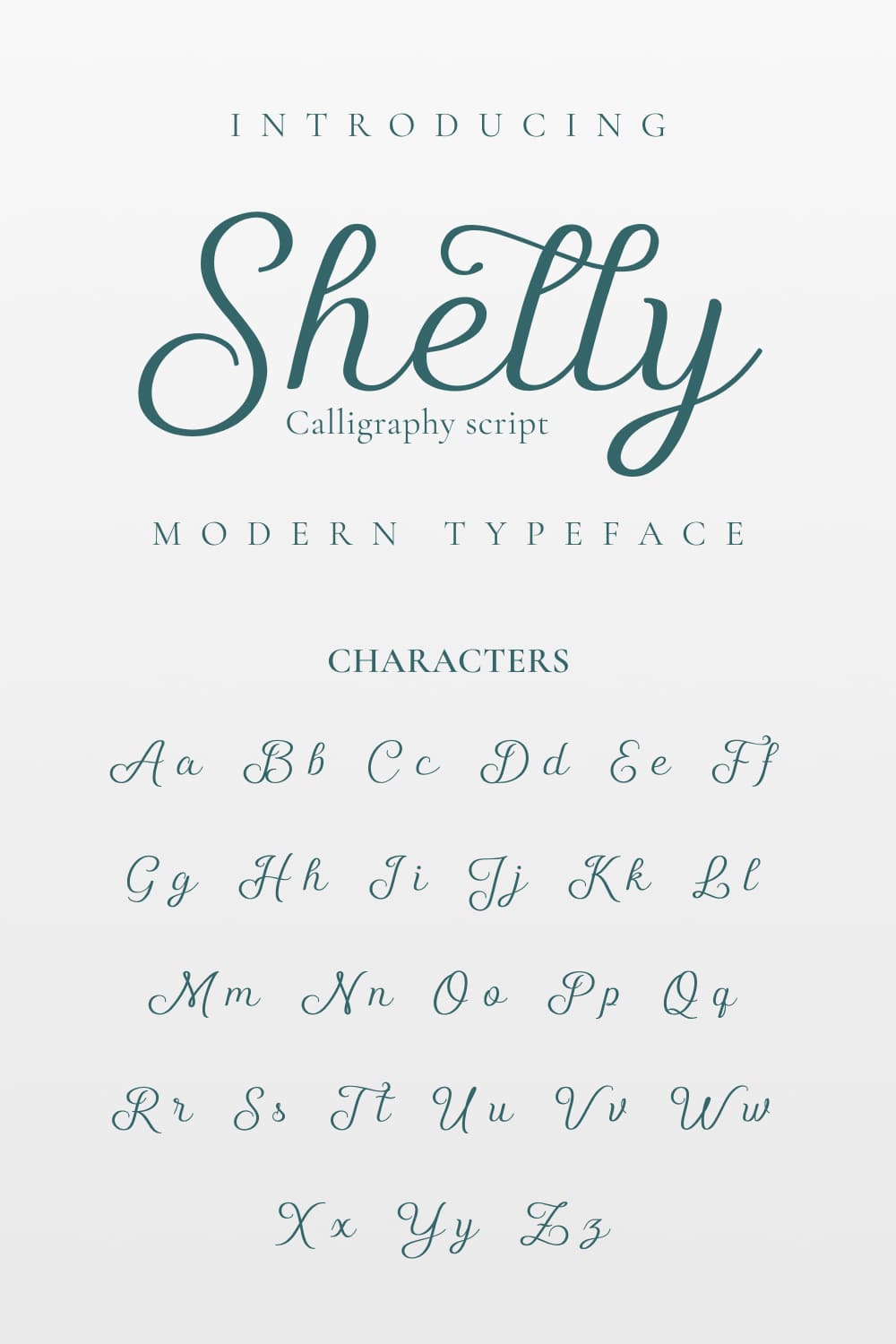 MasterBundles Shelly free script font Pinterest Collage Image with Characters.