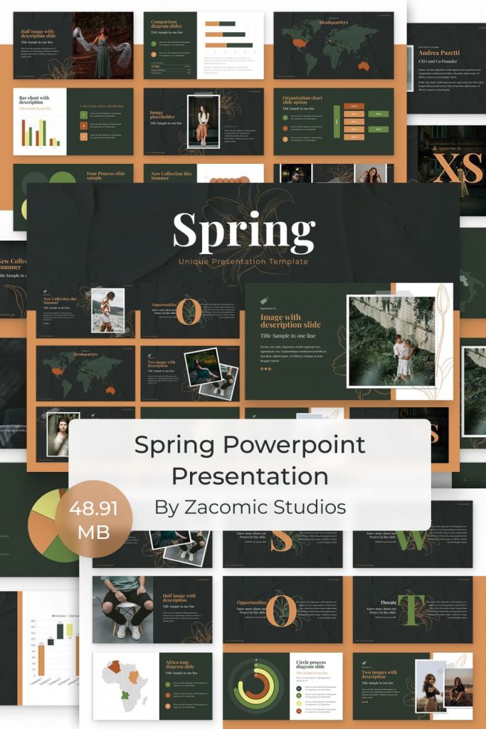 Spring Powerpoint Presentation by MasterBundles Pinterest Collage Image.