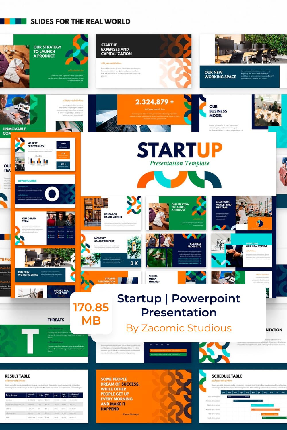 Startup Powerpoint Presentation Template by MasterBundles Pinterest Collage Image.
