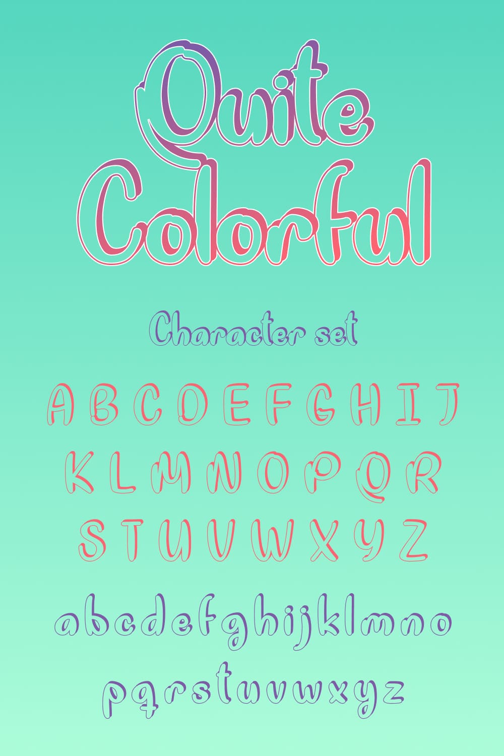 MasterBundles Free colorful font Pinterest Collage Image with Character set.