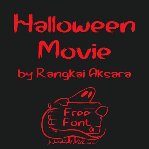 Halloween movie font free Red Cover Image by MasterBundles.