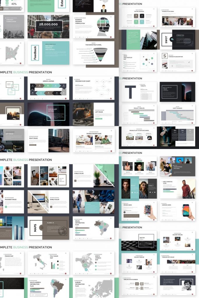 Complete Business Powerpoint Template by MasterBundles Pinterest Collage Image.