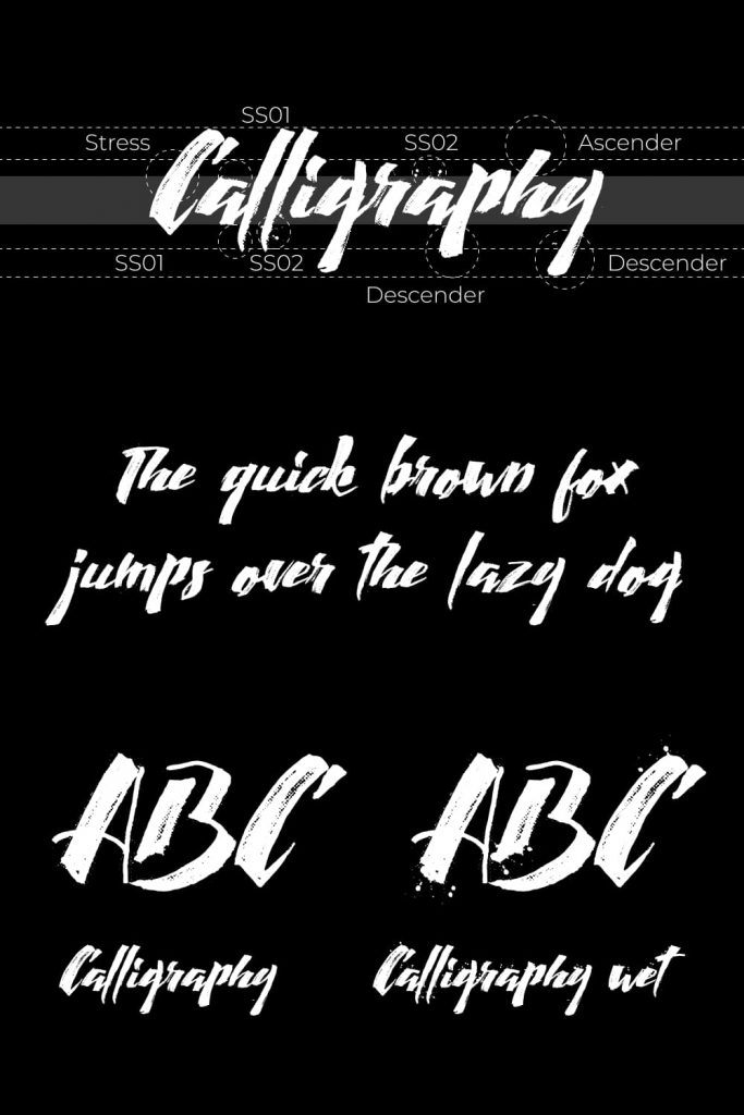 Calligraphy Font Free Wet Pinterest Collage Image.