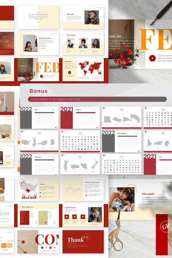 Ginger Powerpoint Presentation Template by MasterBundles Pinterest Collage Image.