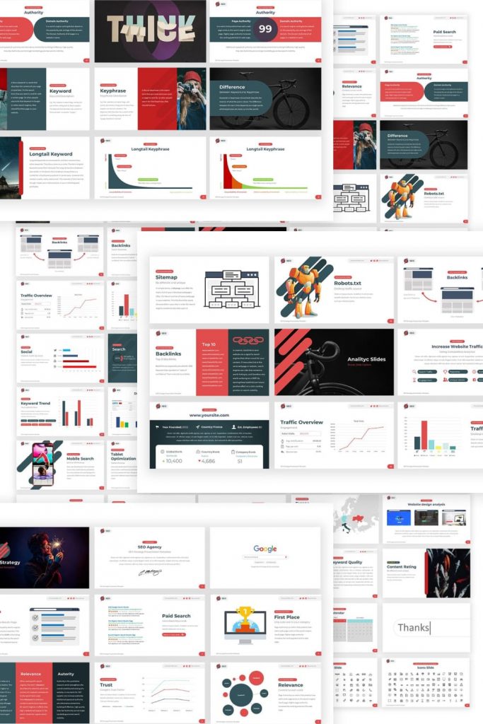 SEO Strategy Google Slides Template by MasterBundles Pinterest Collage Image.
